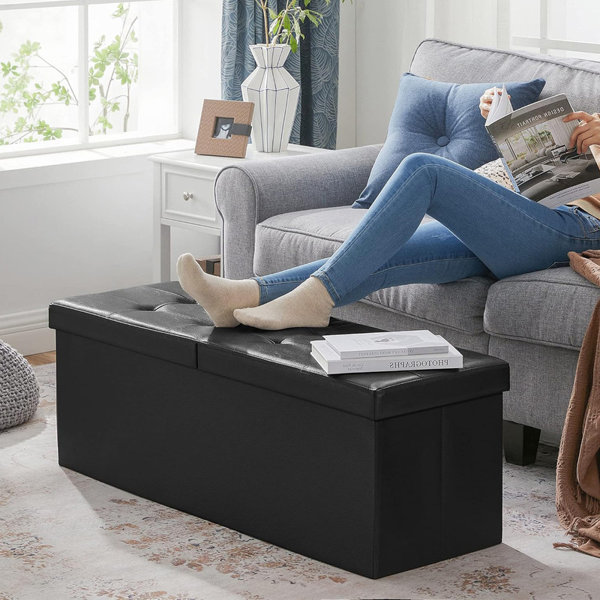 Latitude Run® 43 Inches Folding Storage Ottoman Bench with Flipping Lid